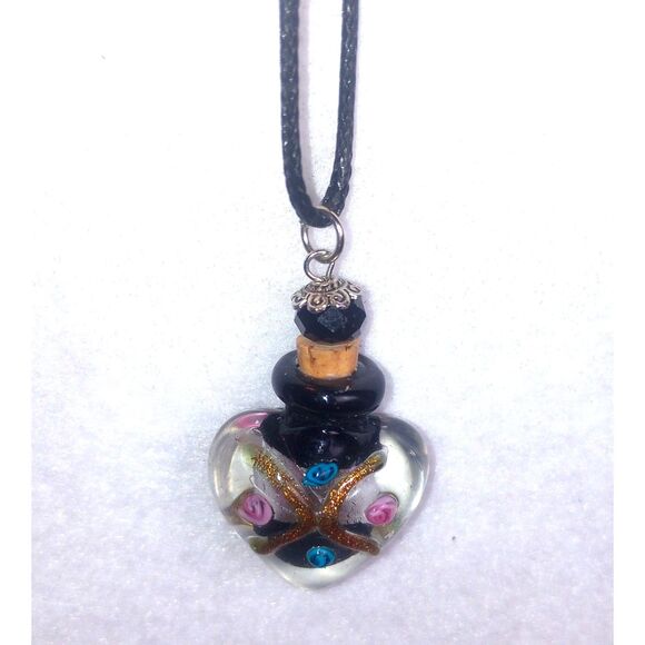 Heart Shaped Glass Potion Bottle Necklace - Picture 4 of 9